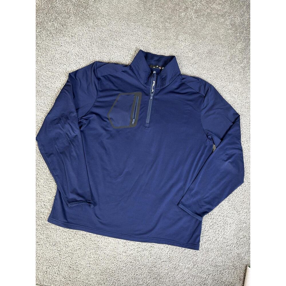 RLX Ralph Lauren Golf Jacket Mens XL Navy Windshirt 1/4 Zip Moisture Wicking - Picture 2 of 10